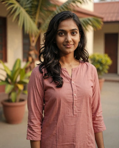 Verified Sri Lankan woman Apsara from Colombo in a sunlit courtyard