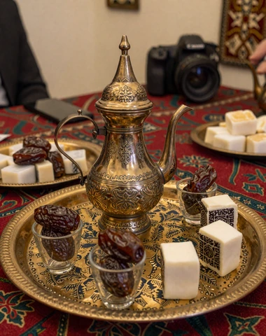 Traditional Jordanian tea and sweets ceremony representing hospitality customs