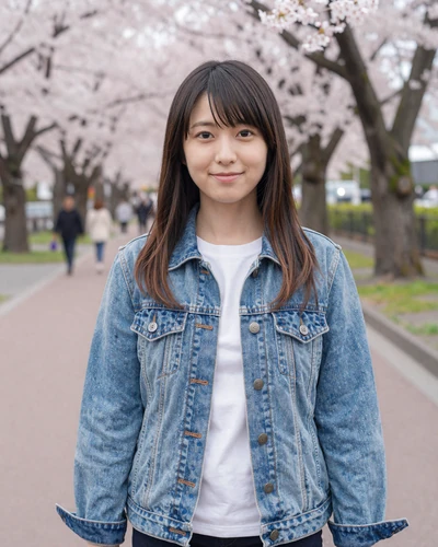 Japanese woman Yuki from Tokyo walking through cherry blossoms in a park