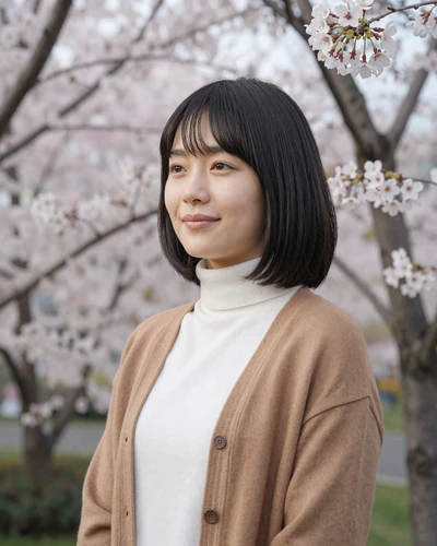 Verified Japanese woman Yuki from Osaka near cherry blossom trees