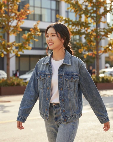 North Korean diaspora woman walking through a modern city representing her new beginning abroad